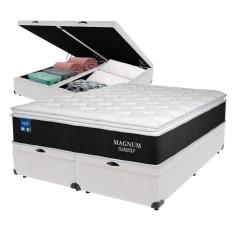 Cama Box Queen Baú Colchão Magnum Plumatex Chronos 180g D26