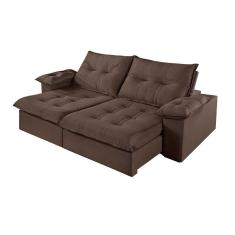 Sofá 3 Lugares Retrátil E Reclinável Martins M-183 Veludo Marrom