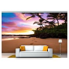 Papel De Parede Praia Mar Por Do Sol Coqueiro  Npr235
