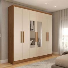 Guarda-Roupa Solteiro Luxemburgo com Espelho Nature/Off White - Panora