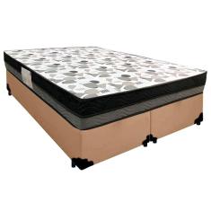 Cama Box Casal Sintético Bipartido + Colchão Ortobom Iso Dupla Face 60x138x188 Cor:bege