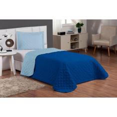 Jogo De Cama Solteiro Cobre Leito Dupla Face Com Viés azul/caqui menin