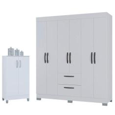 Guarda Roupa Casal Tóquio 6 Portas Com Armário Multiuso 2 Portas Peque