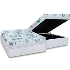 Cama Box Baú Casal: Colchão Espuma Luckspuma D28 Celebrity Pro + Base Crc Courano White(138x188)