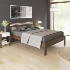 Cama de Casal Nogal/Branco Cm8009 - Tecno Mobili, Moderno, Marrom Escu