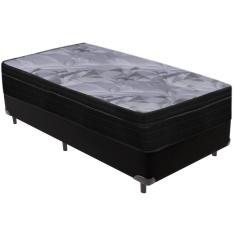 Cama Box Preto e Colchão Airtech Pampa Molas ensacadas Solteiro Ortobom