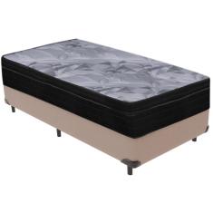Cama Box Bege e Colchão Airtech Pampa Molas ensacadas Solteiro Ortobom