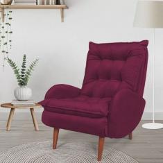 Poltrona Anatômica Pés de Madeira Eloá Cia do Estofado