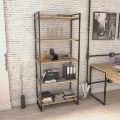 Estante para Livros Industrial 187cmx80cm 5 Prateleiras Kuadra