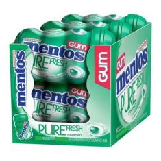 Chiclete Mentos Purefresh Wintergreen Com 6 Potes - 552G
