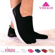 Tênis feminino meia calce fácil slip on leve flexível confortável para