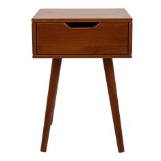 Mesa De Cabeceira 1 Gaveta Retrô Gamma Móveis Castanho