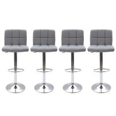 Kit 4 Banqueta Giratórias Gomos Cinza Cinza