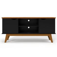 Rack Marselha Para Tv De Até 46 Patrimar Preto Com Cedro