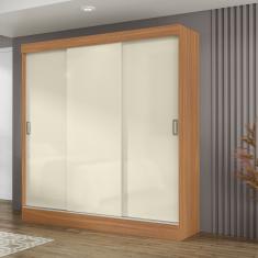 Guarda Roupa Casal 3 Portas de Correr San Marino Maxel Móveis - Cinamomo/Off White