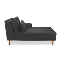 Divã Chaise Jade 1,60 Cm Pés Chanfrado Preto Grafite