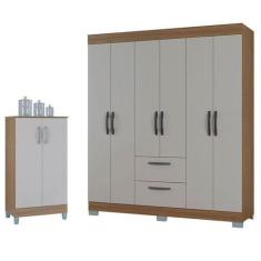 Guarda Roupa Casal Tóquio 6 Portas Com Armário Multiuso 2 Portas Peque