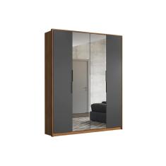 Guarda Roupa 4 Portas e 3 Gavetas c/ 2 Espelhos Attore Amendola/Grafito - Demóbile