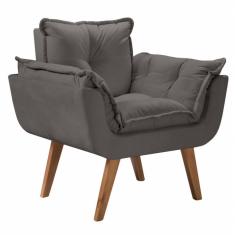 Poltrona Opalla 1 Lugar Suede Grafite Cinza