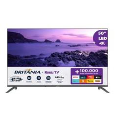 Smart TV 50" Britânia Ultra HD LED BTV50VA4REGB com Sistema Operacional Roku TV, Dolby Audio, Processador Quad-Core, Entradas USB e HDMI
