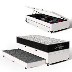 Cama Box Baú com Colchão de Espuma D45 Ortobom Airtech 150 com Auxilia