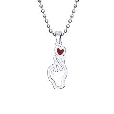 COMTRUDE BTS Love Necklace - Colar de aço inoxidável personalizado coração de dedo Kpop BTS pingente Love Yourself