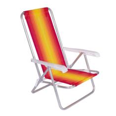 Cadeira De Praia Reclinável 4 Posições Listrada Alumínio - Mor 2229
