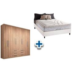 Cama Box Casal + Colchão American Herval + Guarda Roupa Master 8.6 Atacama