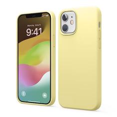 elago Capa compatível com iPhone 12 e iPhone 12 Pro, silicone líquido, capa protetora de corpo inteiro, à prova de choque, fina, forro de microfibra macia antiarranhões, 6,1 polegadas (amarelo)