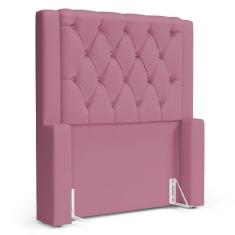 Cabeceira Cama Box Solteiro Atena 110cm Capitonê com Frame Suede Rosa - Desk Design