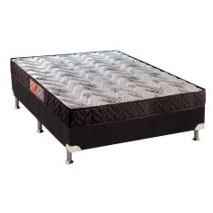 Cama Box Casal: Colchão Espuma Paropas D23 Pasquale + Base Unviersal Suede Black Crc(138x188)