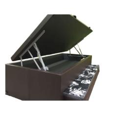 Cama Box Baú Solteiro Com Auxiliar Marrom Espuma 88x188 com pistao a gás