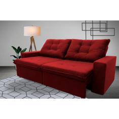 Sofá Retrátil/Reclinável Malta 2,00m Suede Velut Vermelho c/ Molas no Assento - King House