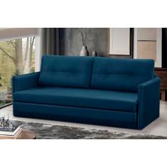 Sofá Cama 2 lugares 1,50m Luisa Suede Azul Adonai Estofados