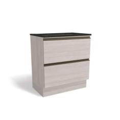 Balcão De Cozinha Maxxi G755 P-cooktop 2 Gavetas C-tampo 80cm Branco-preto Brilho - Kappesberg