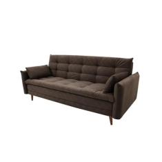 Sofá-Cama Casal 3 Lugares Marília Suede Café - Mobly