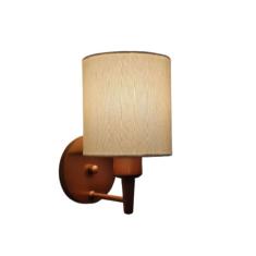 Arandela Cilíndrica Md-2009 Base Cobre Cupula em Tecido 14x15cm Algodão Cru - Bivolt