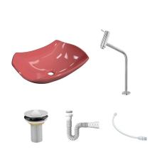 Kit Cuba L42 C/Torneira Link 1062 Metal + Válvula 1`` (2,6cm) + Sifão Pvc + Flexível