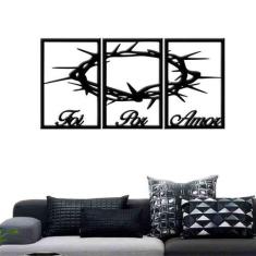 Quadro Decorativo Foi Por Amor 3mm Vazado - Mdf - Decoarts, Preto