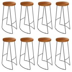 Kit 8 Banquetas Alta Astra Base Metálica - Pallazio