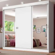 Guarda-roupa Casal Madesa Napoli 3 Portas De Correr Com Espelho Branco