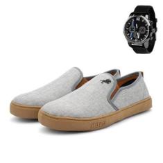 Tênis Slip On Masculino De Elástico Com Relógio 2300-Masculino