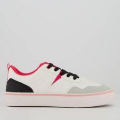 Tenis Klin Freestyle Juvenil Branco e Rosa-Feminino