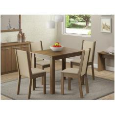 Conjunto Sala de Jantar Cíntia Madesa Mesa Tampo de Madeira com 4 Cade