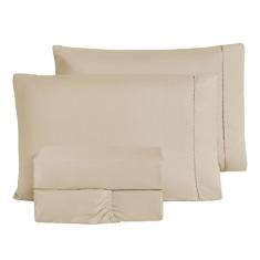 Jogo De Cama Ponto Palito Porcelana Liso King 4 Peças - Vitor Bordados