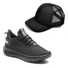 Kit Tenis Esportivo Masculino com Cadarço Sola Borracha Confortavel e Carteira-Masculino