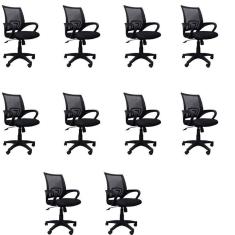 Conjunto 10 Cadeiras de Escritório Giratória Office Santiago Preto