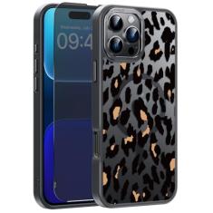 FUNMIKO Capa para iPhone 16 Pro Max com protetor de tela de privacidade, compatível com carregamento sem fio, capa fosca translúcida à prova de choque - linda capa de telefone com design floral para