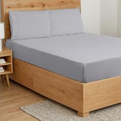 Kit lençol casal king ponto palito 400 fios com elástico 3 peças - Bru