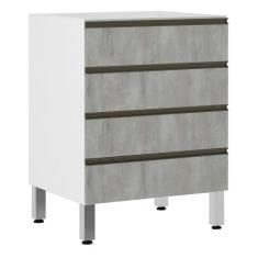 Balcão de Cozinha sem Tampo 60cm 4 Gavetas Pérola Luciane Móveis